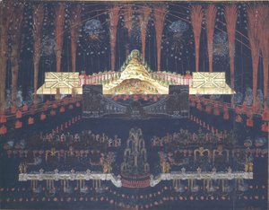 1742年4月25日、モスクワの18世紀半ばの花火と照明。 作： Unbekannt