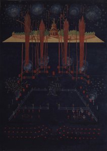 1742年2月10日、18世紀の中頃の花火とイルミネーション。 作： Unbekannt