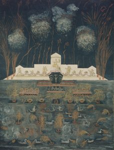 1743年9月15日、18世紀半ばの阿保条約の際の花火と照明。 作： Unbekannt