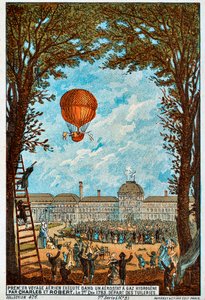 チャールズとロバートによる最初の空中航海、パリ、フランス、1783 1890年代。 作： Unbekannt