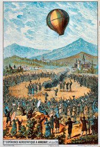 1783年6月4日、フランス、アノネーでの熱気球の最初のテスト飛行1890年代 作： Unbekannt