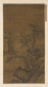 冬の木の下でボートに乗る漁師、明王朝、15 世紀。 作： Unbekannt