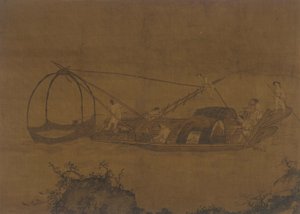 網を張る漁師、明王朝、16～17世紀。 作： Unbekannt