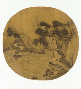 山の急流での釣り、明王朝、1368-1644。 作： Unbekannt