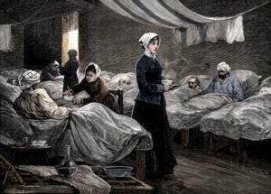 Scutari、c1880の兵舎病院のフローレンスナイチンゲール 作： Unbekannt