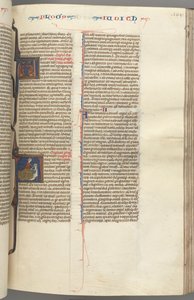 フォル。 194r、ジュディス、歴史的イニシャルA、ジュディスがホロフェルネスを斬首、c。 1275-1300。 作： Unbekannt