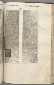 フォル。 357r、オバディア、歴史的イニシャルV、オバディアとユダヤ人、議論中c。 1275-1300。 作： Unbekannt