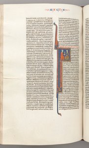フォル。 382v、Maccabees II、歴史的イニシャルF、ユダヤ人に贈られた黄金の聖杯c。 1275-1300。 作： Unbekannt