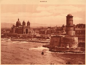 サンジャン要塞と大聖堂、マルセイユ、1930年。 作： Unbekannt