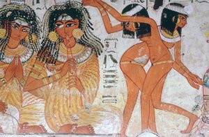 ネバムンの墓からの壁画の断片、テーベ、エジプト、第 18 王朝、紀元前 1350 年頃