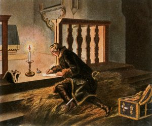 1760年11月3日、1936年のトルガウの戦いの後、エルスニヒの村の教会にいるフレデリック2世。 作： Unbekannt