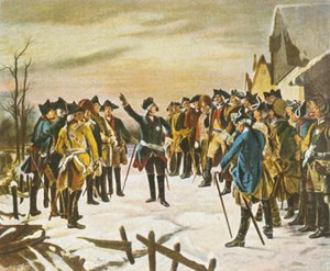 フレデリック大王がスピーチをする... 1936年1757年12月5日、ロイテンの戦いの前夜。