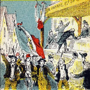 フランス革命：革命家たちの自発的なコロレーション。Histoire de France "に掲載されたエングレーヴィング。24 rue d