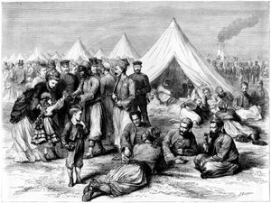 1870年にフランス、プロイセン戦争、ケルンの近くにあるバーンのフランス軍捕虜収容所 作： Unbekannt