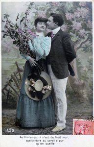 フランスのロマンチックなポストカード、c1900