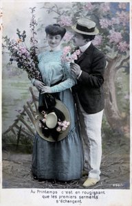 フランスのロマンチックなポストカード、c1900