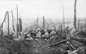 ドイツの位置を見下ろすフランスの兵士、マルメゾンの戦い、1917年 作： Unbekannt