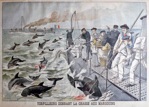 1903年の魚雷を撃つフランスの魚雷艇 作： Unbekannt