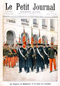 マダガスカルと中国のキャンペーンの旗を掲げたフランスの退役軍人、1901年