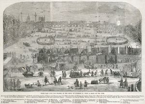 「チャールズ 2 世治世のテムズ川のフロスト フェア」、ロンドン、1683 年 作： Unbekannt