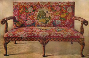 刺繍が施されたフルーツウッドSettee、18世紀初頭、1929 作： Unbekannt