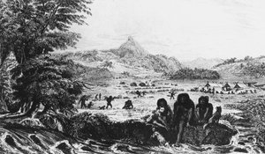 1831年1839年にフィッツロイ探検隊を背景にしたウーリャのフジアン 作： Unbekannt