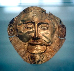 ミケーネの伝説の王、アガメムノンの葬儀用マスク、紀元前1600年〜1500年