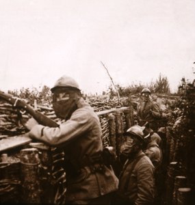 トレンチのガス警報、シャンパン、フランス北部、1916 作： Unbekannt