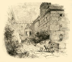 ミケーネでのライオンの門、1890年。