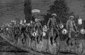 1889年6月1日、エセックスのウッドフォードにあるキャッスルインでの英国のサイクリングクラブの集まり