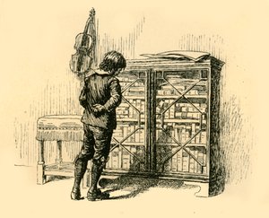 食器棚の格子のドアを通してそのカバーを注視、1907年。 作： Unbekannt