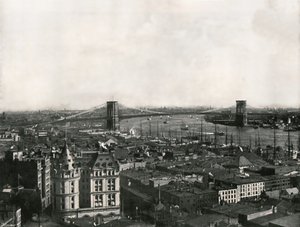 1895年、米国ニューヨーク州ブルックリン橋を示す全体図。 作： Unbekannt