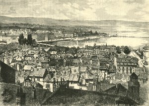 ジュネーブ、湖を見据えて、1890年。 作： Unbekannt