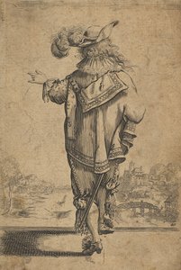 1629年以降の、風景を示す後ろから見た紳士。 作： Unbekannt