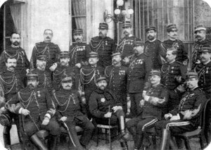 フランスの将軍および政治家であるジョルジュブーランジェと他の陸軍将校、1888年 作： Unbekannt