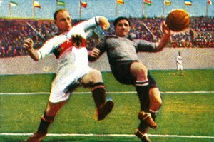 ドイツ-ウルグアイのサッカーの試合、1928年。 作： Unbekannt