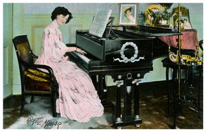 Gertie Millar、イギリスの女優兼歌手、ピアノを弾く、c1890-1909 作： Unbekannt