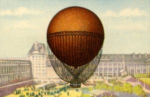 1878年、1932年のパリワールドフェアに出品されたジファール風船。 作： Unbekannt