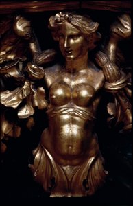 バロック式テーブルを支える金箔の女性（タヴェルナ宮殿のサロンより 作： Unbekannt