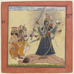 タントラデビシリーズから神々に崇拝される女神バドラカリc。 1660 作： Unbekannt