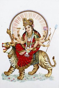 虎に乗るシェラワリ女神（ドゥルガー） インド・リシケシ市 作： Unbekannt