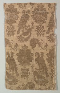 金パターンのシルクと鷹と紋章、1360-1400。 作： Unbekannt