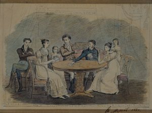 テーブルでのGolitsyn家族、1820年 作： Unbekannt
