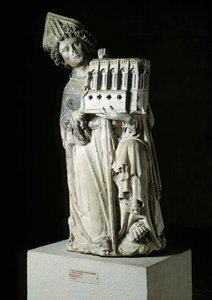 ゴシック美術：寄付者としてのリュー・ヴォルヴェストルのイヴケ、ジャン・ティサンディエの表現。コーデリア教会のリューの礼拝堂の彫像 1333年から1334年頃 リューのマスターによって作られた 多色の石材 cm 132 トゥールーズ 作： Unbekannt