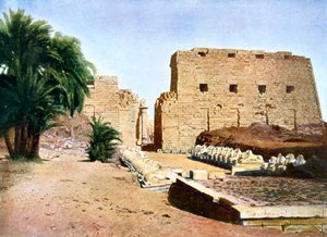 20世紀のエジプト、ルクソール、カルナックのアメンリ大寺院 作： Unbekannt