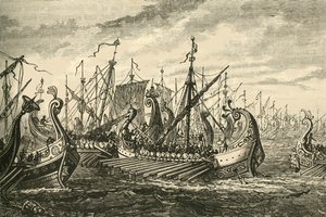 サラミスの戦い、1890年のギリシャのトリレム。 作： Unbekannt