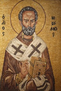 聖ニコラスを描いたギリシャ正教のイコン（聖ジョージ正教教会、マダバ、ヨルダン）。