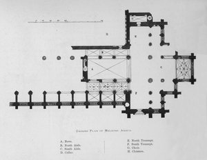 メルローズ修道院の平面図、1897