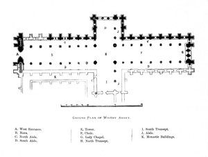 ウィットビー修道院の平面図、1897 作： Unbekannt
