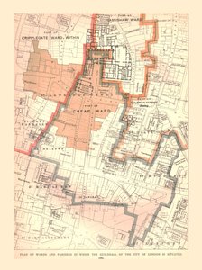 ロンドンのギルドホールシティ。区と教区の計画、1885年、1886年 作： Unbekannt